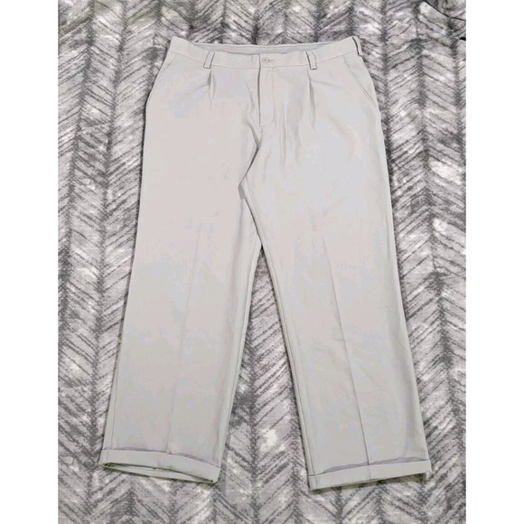 Nike Golf Other - Nike Golf Pants Dri Fit Tour Performance Beige Pleated Athletic Tech Cuff 35x30